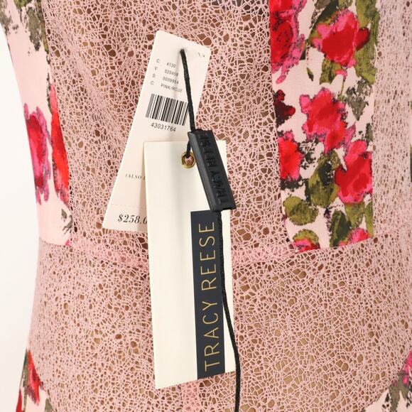 Tracy Reese Dress Womens 8 Pink Floral Maxi Back Zip Fit n Flare Crinoline New - Picture 4 of 16